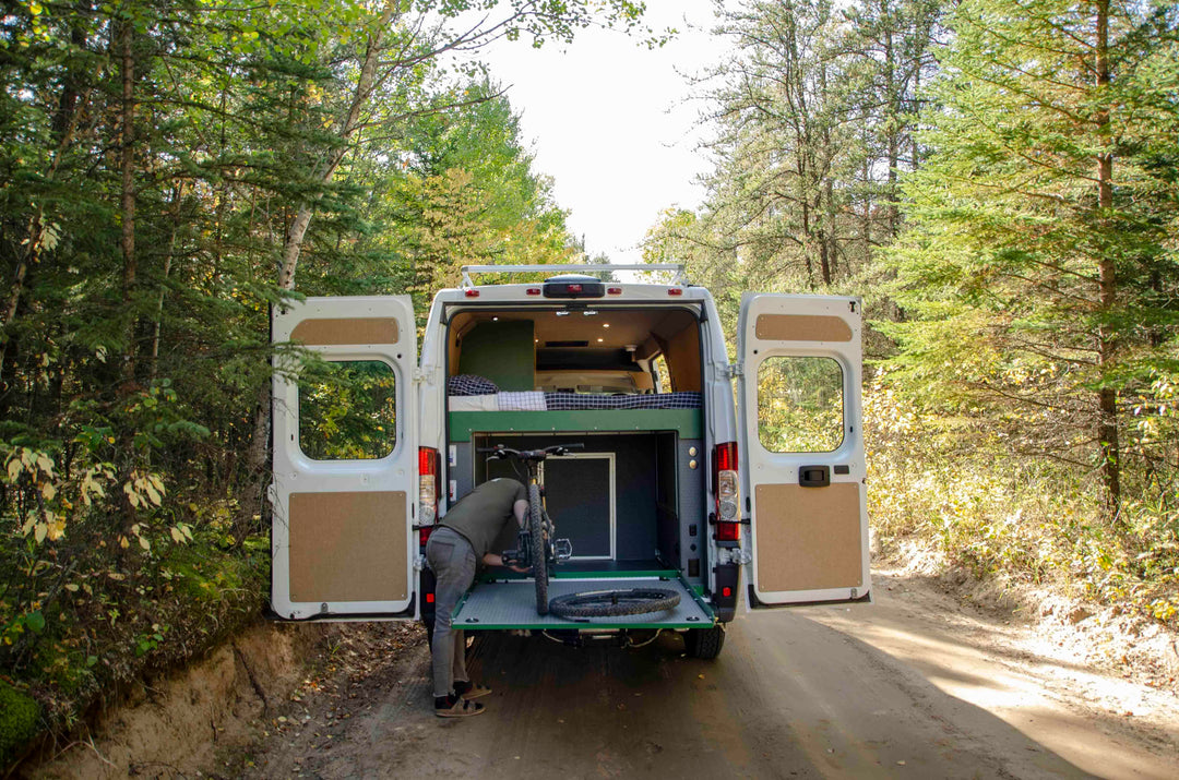 conversion camping vans - ram promaster rear garage
