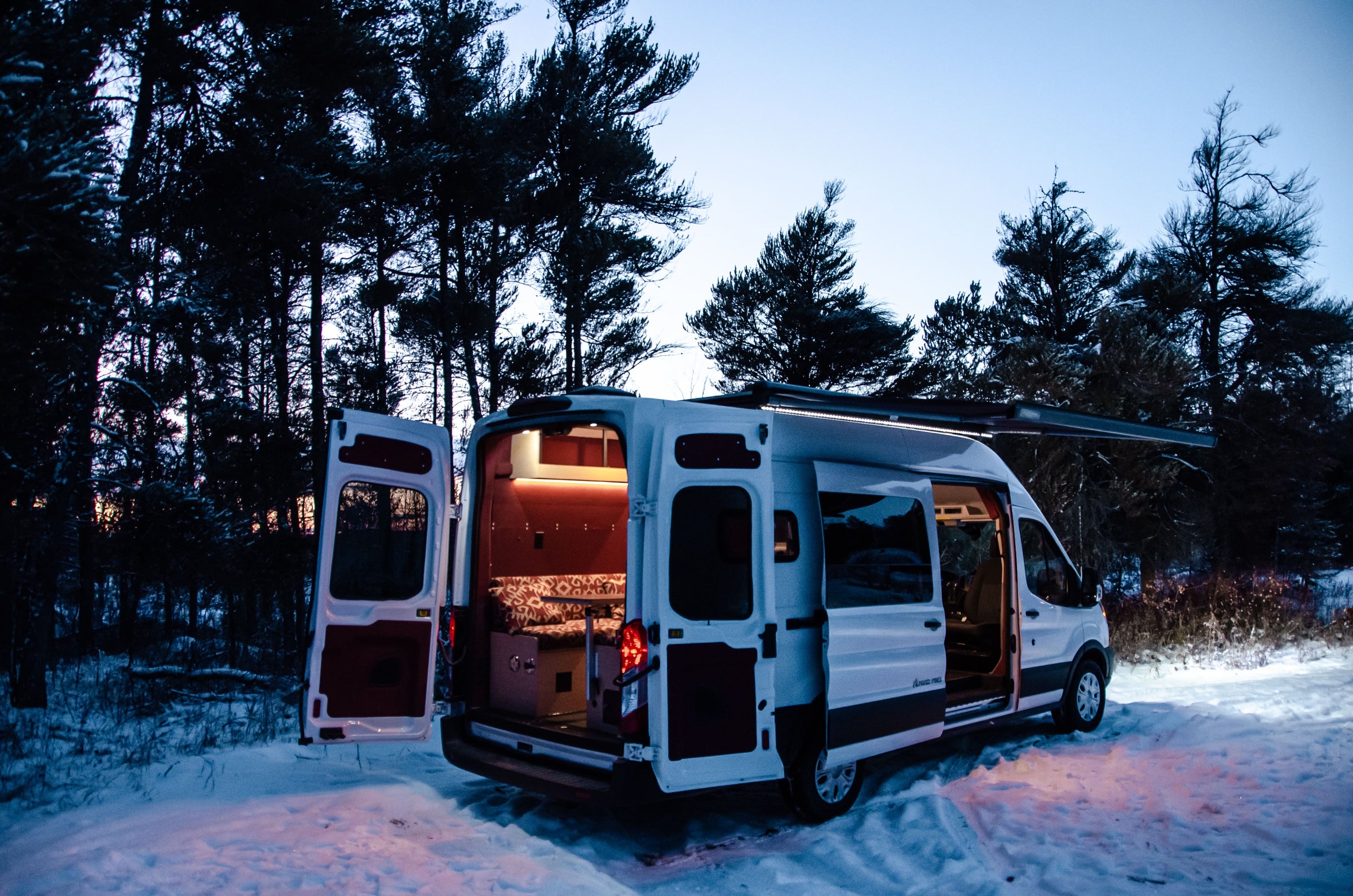 van conversion with an awning