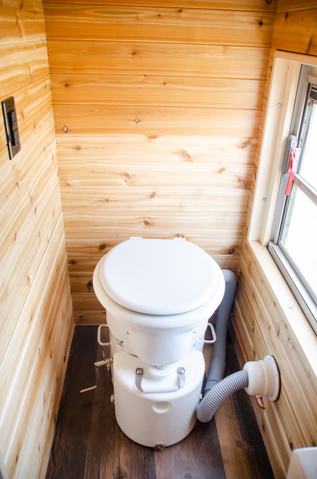 Airhead composting toilet in a skoolie